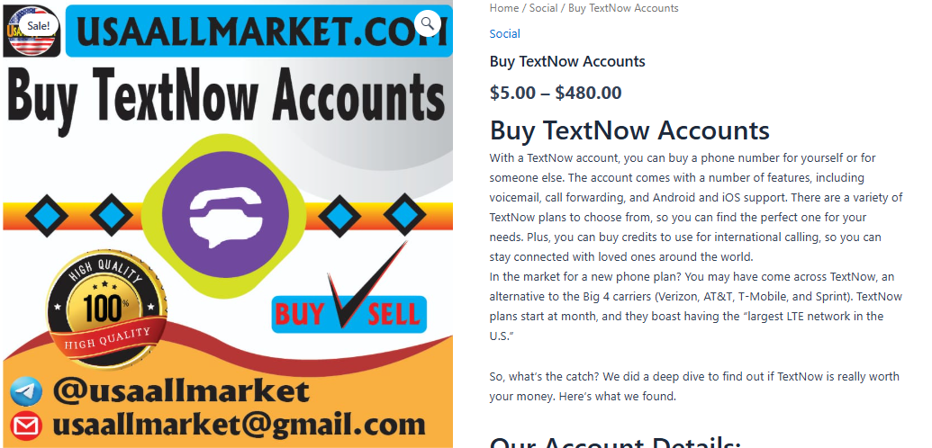 Buy TextNow Accounts